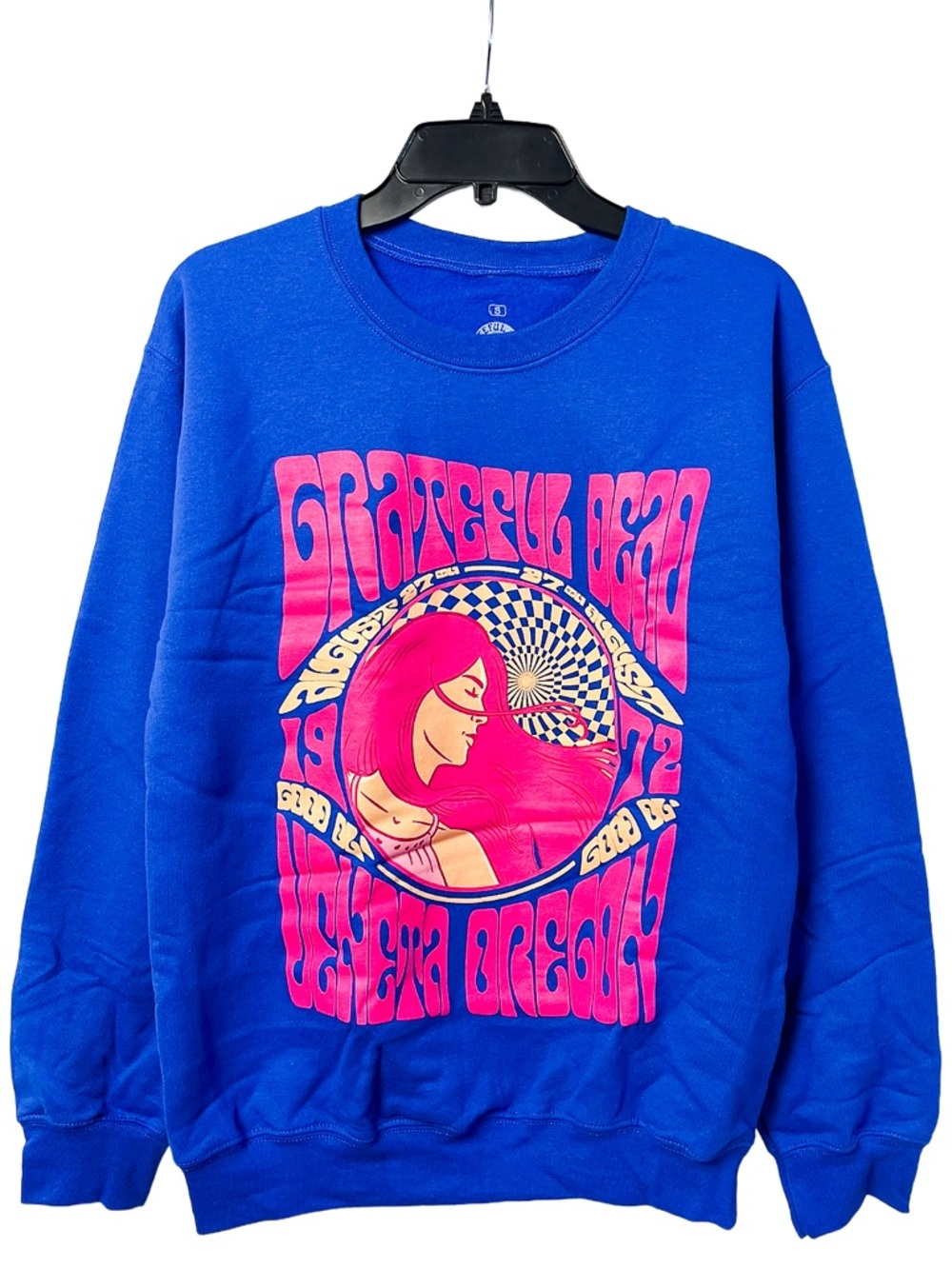 Grateful Dead 8-27-72 Veneta Oregon Crewneck Sweatshirt Blue Pink Unisex S NWT